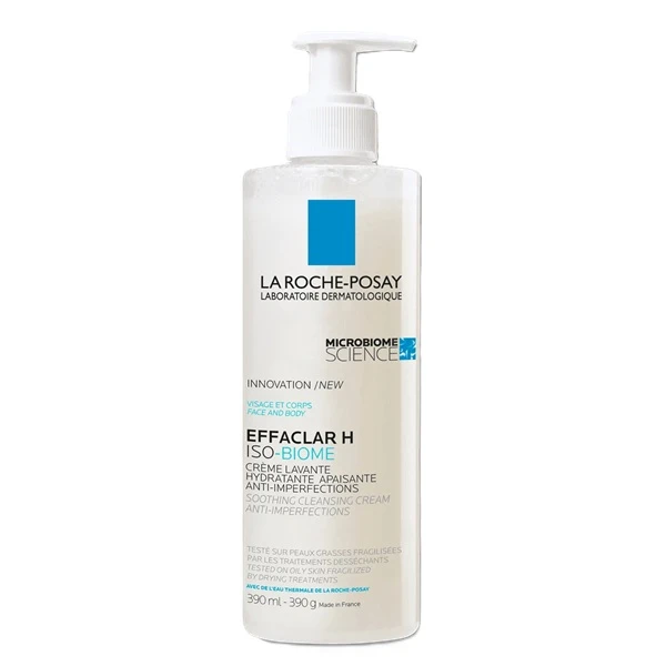 La Roche-Posay Effaclar H Iso-Biome, kojący krem myjący przeciw niedoskonałościom, 390ml