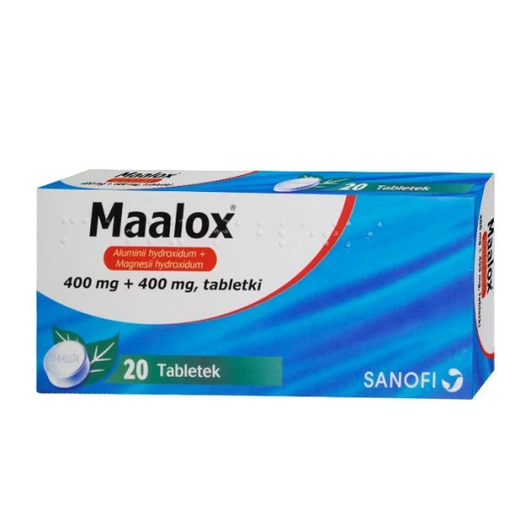 Maalox (400mg+400mg), 20 tabletek