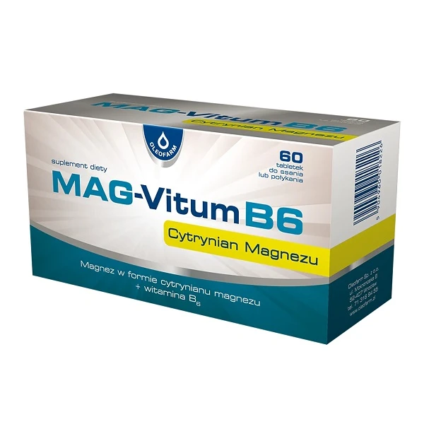 Mag-Vitum B6, smak miętowy, 60 tabletek do ssania lub połykania