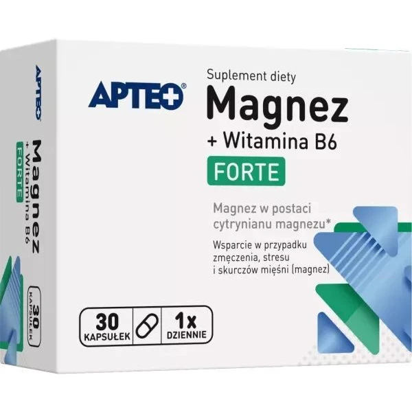 Magnez + Witamina B6 Forte, Apteo, 30 kapsułek
