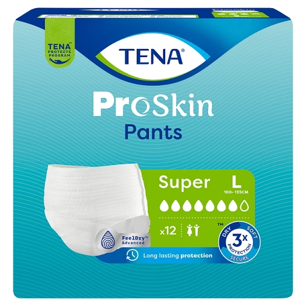 Majtki chłonne Tena Pants ProSkin Super, rozmiar L, chłonność 7/8, nowa wersja, 12 sztuk