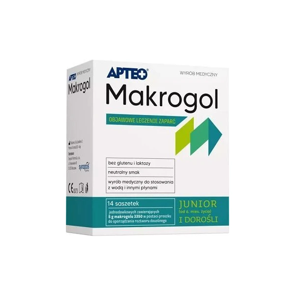 Makrogol Junior i Dorośli, Apteo, proszek, po 6 miesiącu życia, 14 saszetek