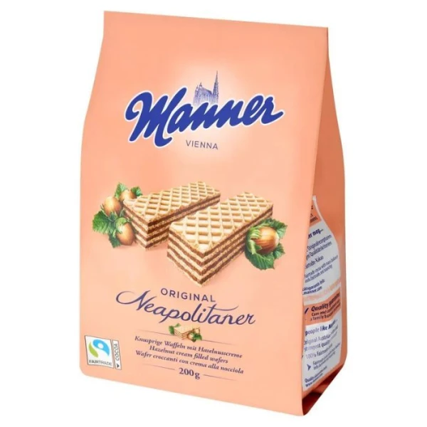 Manner Original Neapolitaner, wafelki z nadzieniem orzechowym, 200g