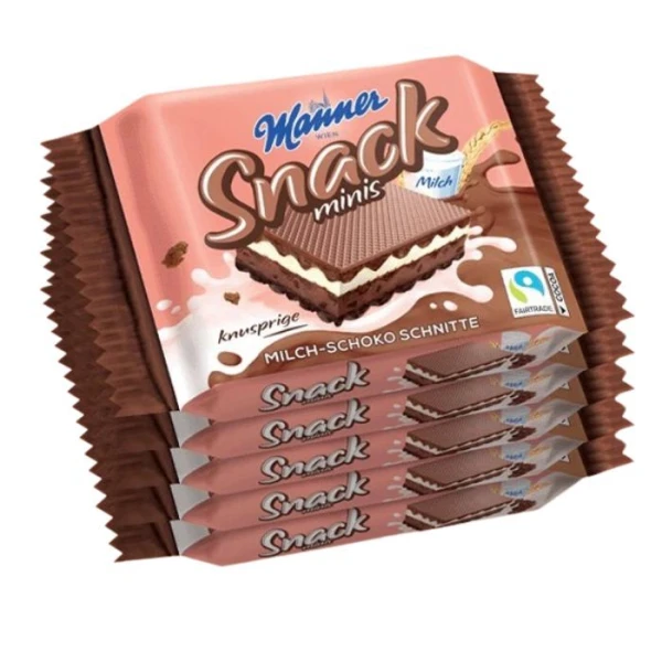 [DATA - 2026-09-15] Manner Snack Minis, wafelki z nadzieniem mleczno-kakaowym, 5x25g