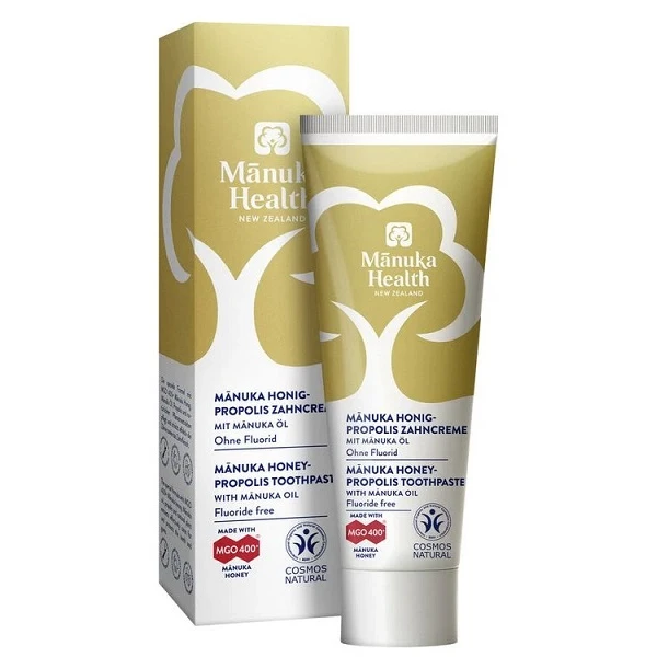 Manuka Health, pasta do zębów z miodem Manuka, propolisem i olejkiem Manuka, bez fluoru, 75ml
