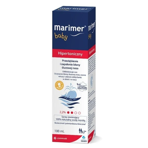 Marimer Baby, hipertoniczny roztwór wody morskiej, od 1 dnia życia, spray do nosa, 100ml