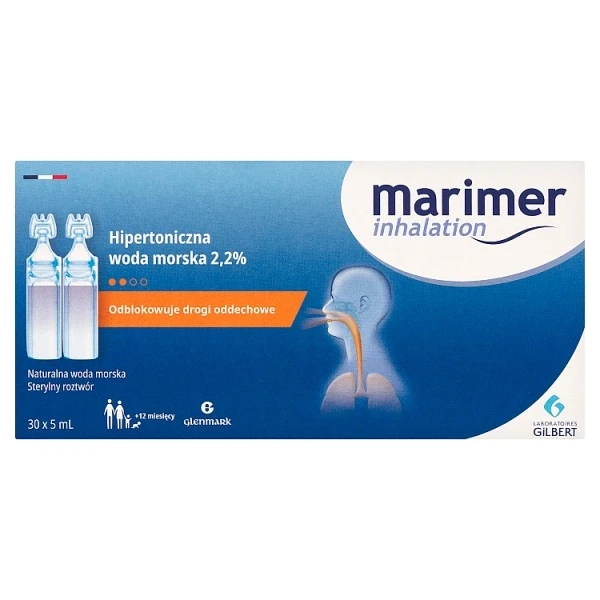 Marimer Inhalation, hipertoniczna woda morska 2,2% do nebulizacji, 30 ampułek po 5ml