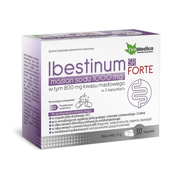 EkaMedica, Ibestinum SR Forte, maślan sodu 1000mg, 30 kapsułek