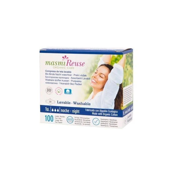 Masmi Organic Care, podpaska wielorazowa na noc, 1 sztuka