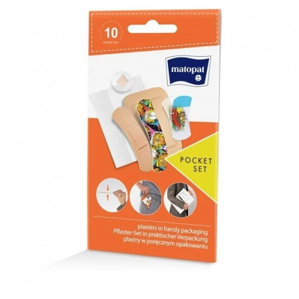 Matopat Pocket Set, plastry opatrunkowe, mix rozmiarów, 10 sztuk