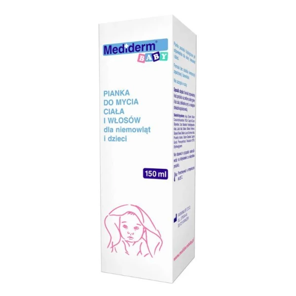 Mediderm Baby, pianka do mycia ciała i włosów dla niemowląt i dzieci, 150ml