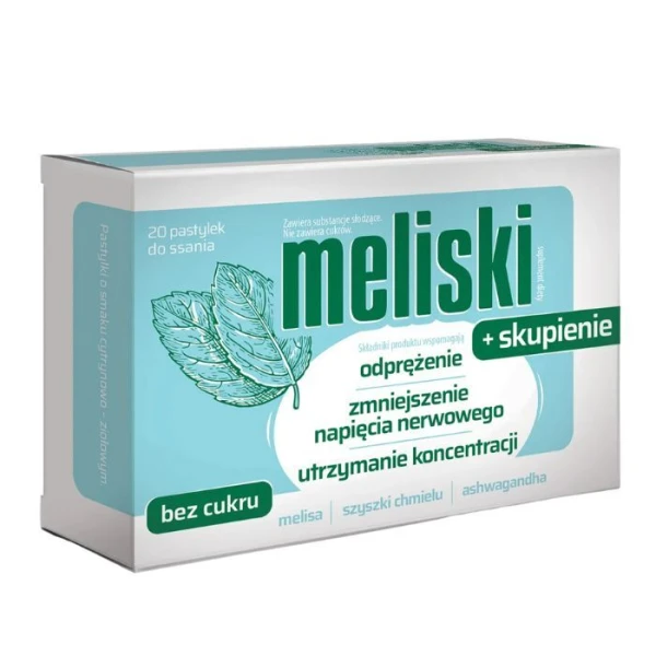 Meliski + Skupienie, 20 pastylek do ssania