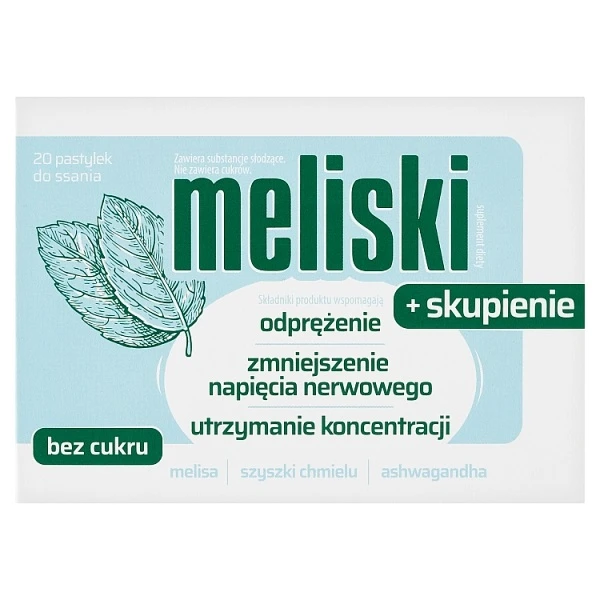 Meliski + Skupienie, 20 pastylek do ssania