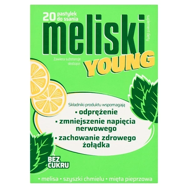 Meliski Young, bez cukru, 20 pastylek do ssania