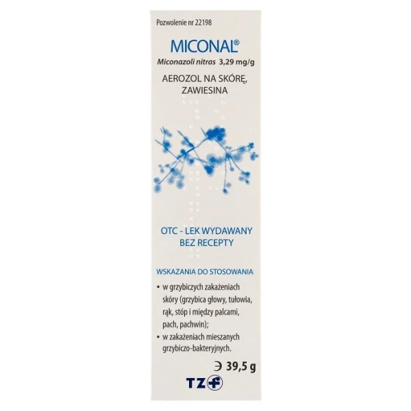 Miconal 3,29mg/g, aerozol na skórę, zawiesina, 39,5g