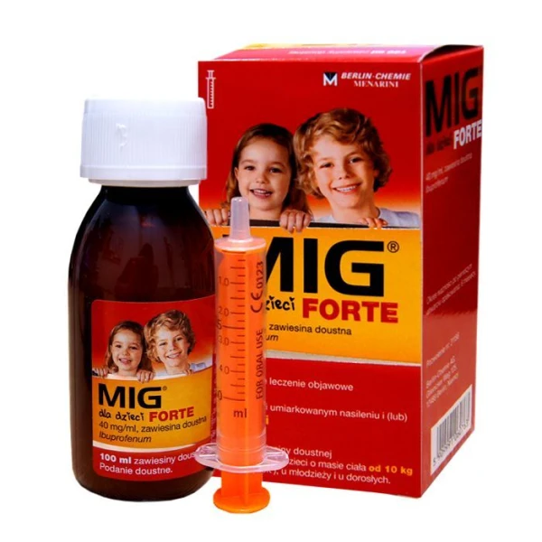 MIG Forte 40mg/ml, zawiesina doustna, smak truskawkowy, po 1 roku życia, 100ml