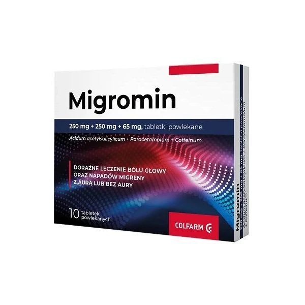 Migromin (250mg+250mg+65mg), 10 tabletek