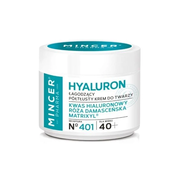 Mincer Pharma Hyaluron, łagodzący krem do twarzy 40+, półtłusty, 50ml