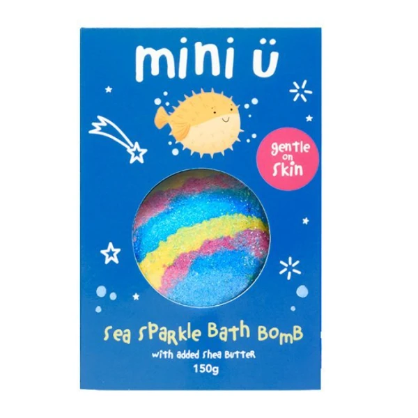 Mini U, Bath Bomb, kula do kąpieli tworząca kolorowy wir, Morski blask, 150g