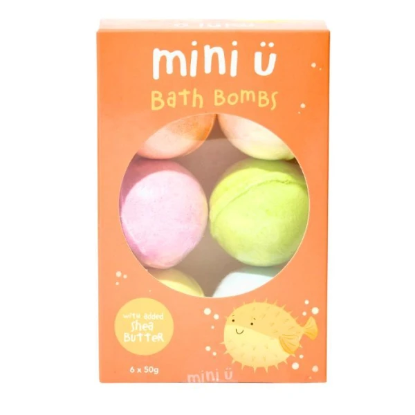 Mini U, Bath Bomb, zestaw musujących kul do kąpieli z niespodzianką, dla dzieci powyżej 3 roku życia, 6x50g