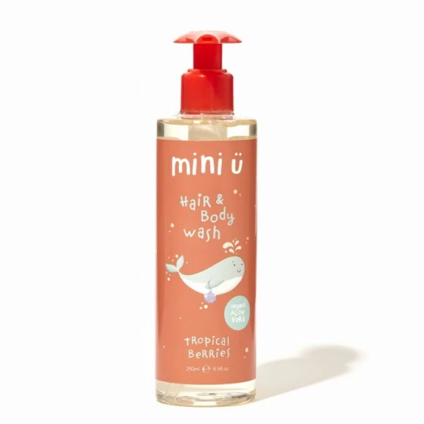 Mini U, Tropical Berries, żel do mycia ciała i włosów 2w1, aloes, od urodzenia, 250ml