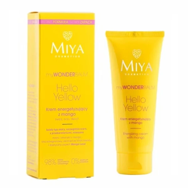 Miya Cosmetics, myWONDERbalm Hello Yellow, krem energetyzujący z mango, do twarzy, okolic oczu i dekoltu, 75 ml