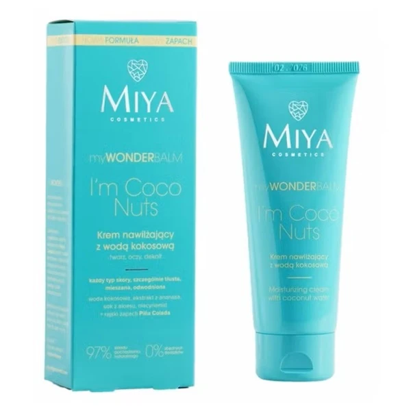 Miya Cosmetics, myWONDERBALM I'm Coco Nuts, krem nawilżający z wodą kokosową, do twarzy, okolic oczu, dekoltu, 75ml