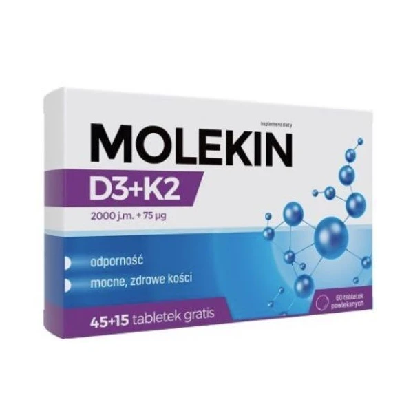 Molekin D3 2000 j.m. + K2 MK-7 75mcg, 45 tabletek + 15 tabletek w prezencie
