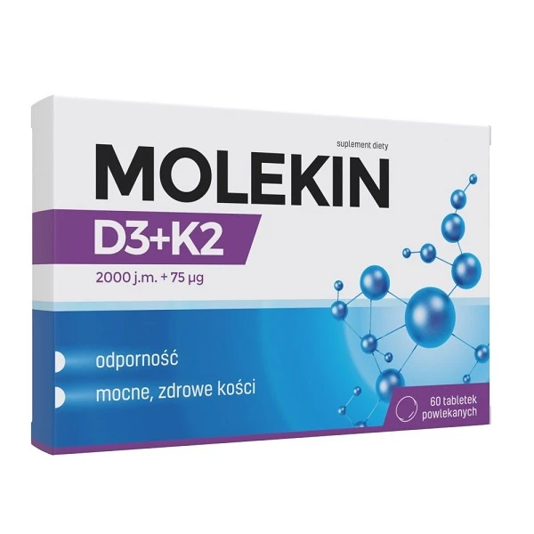 Molekin D3 2000 j.m. + K2 MK-7 75mcg, 45 tabletek + 15 tabletek w prezencie