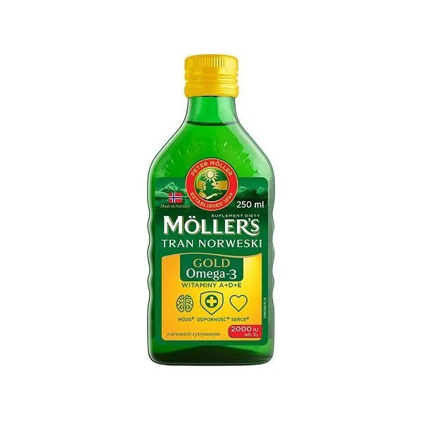 Mollers Gold Tran Norweski, płyn, aromat cytrynowy, 250ml