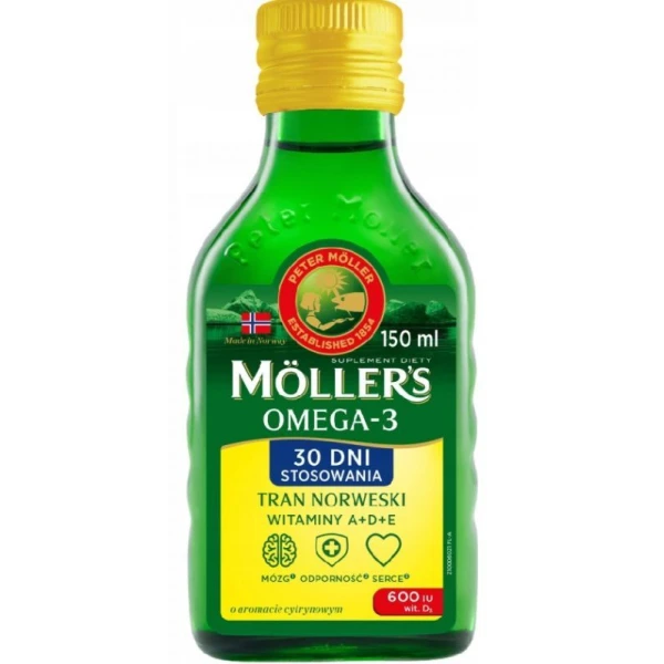 Mollers Tran Norweski, płyn, aromat cytrynowy, 150ml