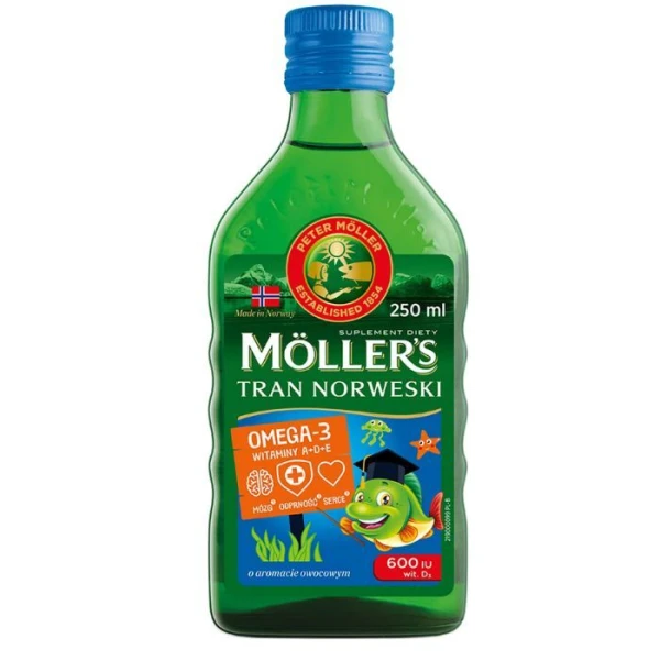 Mollers Tran Norweski, płyn, aromat owocowy, 250ml