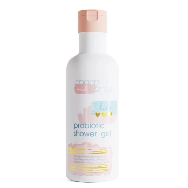 Mom and Who Kids, probiotyczny nawilżająco-kojący żel pod prysznic dla dzieci, 250ml