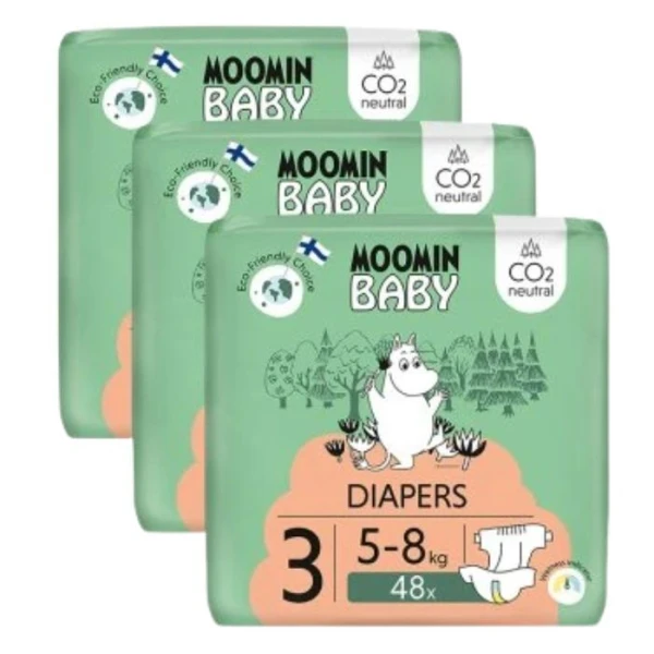 Moomin Baby, pieluchy, rozmiar 3, waga 5-8 kg, 144 sztuki