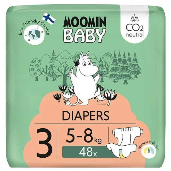 Moomin Baby, pieluchy, rozmiar 3, waga 5-8 kg, 48 sztuk