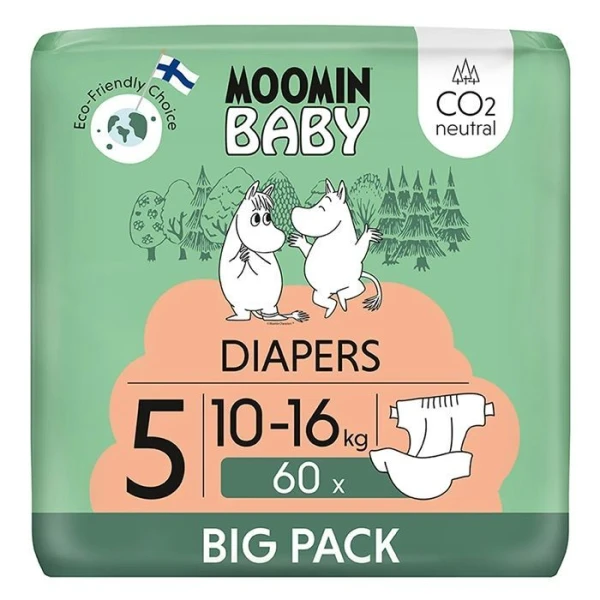 Moomin Baby, pieluchy, rozmiar 5, waga 10-16 kg, 60 sztuk