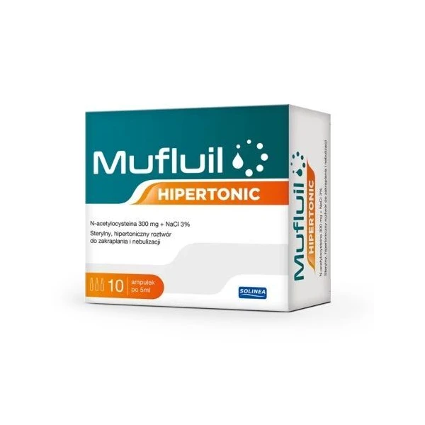 Mufluil Hipertonic, sterylny, hipertoniczny roztwór do zakraplania i nebulizacji, 10 ampułek po 5ml