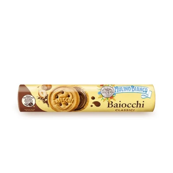 [DATA - 2026-10-07] Mulino Bianco, Baiocchi Classici, ciasteczka z kremem orzechowo-kakaowym, 168g