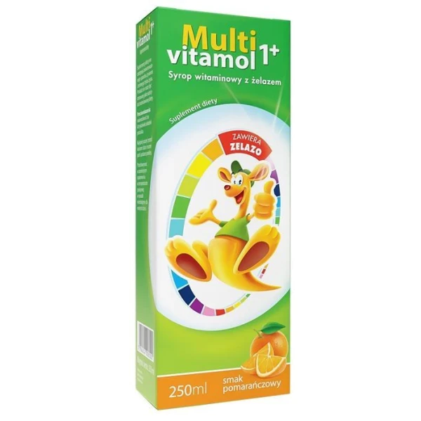 Multivitamol 1+, syrop witaminowy z żelazem, smak pomarańczowy, po 1 roku życia, 250ml