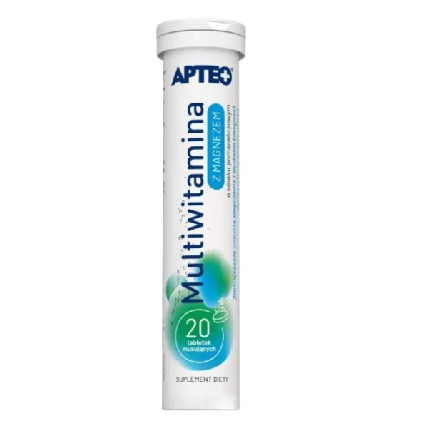 Multiwitamina z magnezem, Apteo, smak pomarańczowy, 20 tabletek musujących