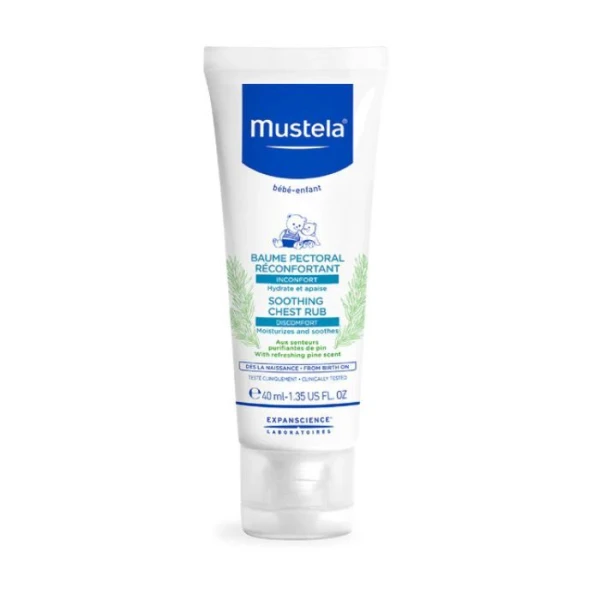 Mustela Bebe Enfant, kojący balsam do nacierania klatki piersiowej, od urodzenia, 40ml