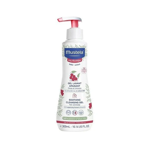 Mustela Bebe Enfant, łagodzący żel do mycia skóry bardzo wrażliwej, od 1 dnia życia, 300ml