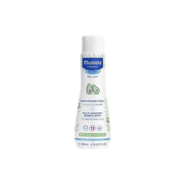 [DATA - 2026-09-30] Mustela Bebe Enfant, płyn do kąpieli Bąbelkowa Kąpiel, z organicznym awokado, od urodzenia, 200ml