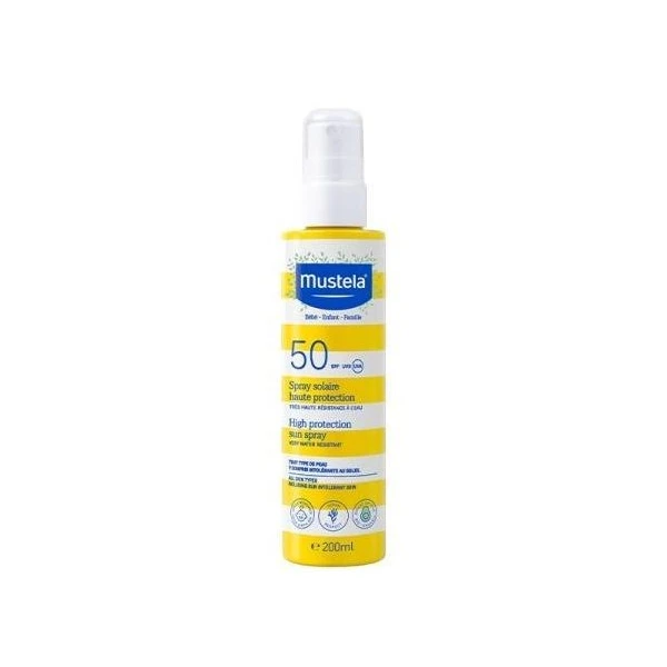 Mustela Bebe Enfant, spray przeciwsłoneczny do twarzy i ciała SPF 50, od 1 dnia życia, 200ml