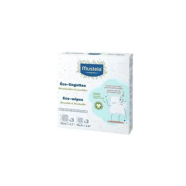 Mustela, eco-chusteczki wielokrotnego użytku, 2 rozmiary, od urodzenia, 6 sztuk