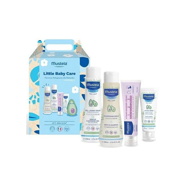 Mustela, Little Baby Care, szampon, 200ml + żel do mycia, 200ml + krem do przewijania, 50ml + krem do twarzy, 40ml
