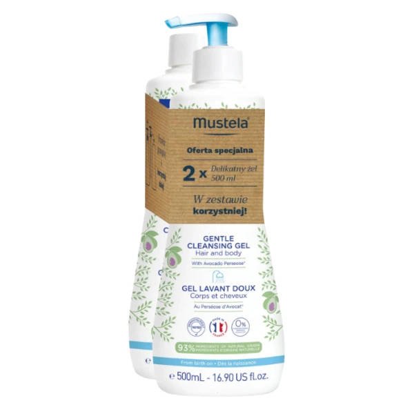 Mustela Bebe Enfant, żel do mycia z organicznym awokado, od urodzenia, 2x500ml