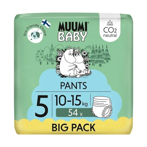 Muumi Baby Pants, pieluchomajtki, rozmiar 5, waga 10-15 kg, 54 sztuki