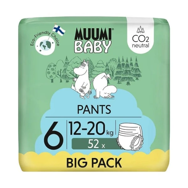Muumi Baby Pants, pieluchomajtki, rozmiar 6, waga 12-20 kg, 52 sztuki
