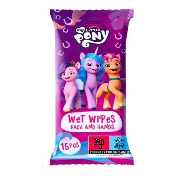 My Little Pony, chusteczki nawilżone do twarzy i rąk, dla dzieci, 15 sztuk